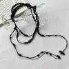Colar Preto com Contas Estilo Francês, Corrente de Cintura de Temperamento de Luxo Leve, Design de Nicho, Acessório de Corrente para Suéter Gargantilha de Moda de Alta Qualidade