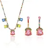 Conjunto Transfronteiriço Estilo Europeu e Americano Nova Moda Joias Zircônia Tulipa Colar Brincos Floral Elegante Corrente de Clavícula