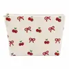 Amazon Transfronterizo Bolsa de Maquillaje de Limón Fresco Estilo Ins Cordón de Corazón Floral Pana Gran Capacidad Portátil Bolsa de Maquillaje