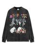 Camiseta de manga corta con estampado de A USD AP Rocky de hip hop americano transfronteriza, manga larga lavada, holgada, con capucha pesada para hombre
