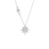 Collar de Sol, Luna, Estrellas, Girasol, Estrella Fugaz para Mujer, Sencillo y Exquisito, Versátil para el Día a Día, Accesorio de Cadena para Clavícula de Lujo Ligero de Alta Gama