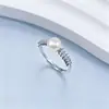 Anel de Pérola de Água Doce Natural, Toque de Luxo Leve e de Alta Qualidade, Design Aberto Ajustável para Mulheres, Zircônia Microincrustada, Joias de Novo Estilo para Atacado