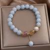 Pulseira de Cristal de Ágata Vermelha Natural Círculo Único Feminina Cristal Morango Pérola de Água Doce Água-marinha Pulseira com Borla Joias
