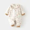 Mameleco de Algodón Acolchado para Bebé, Pelele Sin Costuras Estilo Primavera Relleno de Algodón 40g, Traje de Gateo Delgado de Algodón Engrosado con Botones Laterales para Niños