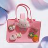 Bolsa de Fieltro Hecha a Medida de Dibujos Animados con Pompones, Bolso de Mano de Fieltro, Bolsa de Regalo, Boda, Primer Cumpleaños, Regalo para Bebé, Bolsa Pequeña