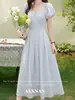 Roufen Tinglan Vestido Rosa Claro Francés para Mujer Verano Nuevo Elegante de Alta Gama Falda Larga