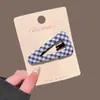 Pinza para el pelo de tela estilo coreano con estampado de cuadros y lunares en forma de triángulo para mujer, nuevo modelo 2026, pinza lateral para flequillo, pasador BB para flequillo delantero