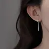 Brincos longos com fivela de uma palavra, brincos geométricos de barra vertical de celebridades da internet simples de Dongdaemun, brincos retangulares da moda feminina