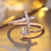 Anillo Abierto de Flor Cruzada Transfronteriza Rongxing, Nicho Europeo y Americano de Lujo Ligero, Adecuado para Apilar o Usar Solo