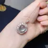 Pingente de Pedra de Uva Natural, Cristal Fluorescente Tipo Gelo, Prata 925 Limpa com Pedra Principal Finamente Incrustada 10*12mm