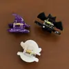 Nuevo pasador de pelo de acetato de imitación para Halloween con diseños de murciélago y calabaza, mini pinza de garra, pinza acrílica para flequillo y pasador para pelos sueltos