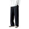 Pantalones de pierna ancha de marca de moda de estilo simple y holgado de color sólido para hombre, pantalones rectos casuales con drapeado de moda de primavera y otoño