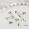 Rhinestones Rectangulares para Uñas Rhinestones de Ángulo Recto Cuadrados de Cuatro Esquinas Rhinestones de Azúcar Fondo Puntiagudo Rhinestones para Construcción de Uñas Decoraciones para Uñas Color Moonlight Paquete de 10