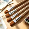Conjunto de Pincéis para Artes Infantis com Cabo de Madeira de 6 Peças - Best-Seller Transfronteiriço com Várias Especificações para Guache, Aquarela e Pintura a Óleo
