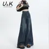 Jeans de Pierna Ancha Bootcut Negros para Mujer Estilo Hot Girl Otoño 2025 Nuevo Cintura Alta Efecto Adelgazante Versátiles Caídos Hasta el Suelo