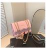 Bolso de Mujer Estilo Nuevo 2026 Modelo Nuevo Color Sólido Simple Moda Versátil Color Sólido Cadena Hombro Cruzado Pequeño Cuadrado