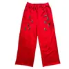 Calça Jogger Elástica Escura Europeia e Americana Cross-Border High Street Estampada Personalizada Calça Casual Reta Vintage Retro