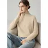Suéter de invierno de alta gama 100% cachemir puro con media cremallera para mujer, manga larga, cuello alto, engrosado, top suave y cómodo