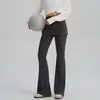 Pantalones de Fitness Acampanados Falsos de Dos Piezas para Mujer, Cintura Alta para Primavera y Verano, Levanta Glúteos, Longitud Extendida para Personas Altas, Pantalón Falda Deportiva, Pantalones Acampanados de Yoga