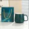 Taza Blanca y Negra Caja de Regalo Taza de Agua de Cerámica con Cuchara Logotipo Imprimible Taza de Regalo Alto Valor de Color Regalo de Acompañamiento Taza Promocional