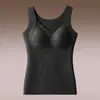 Novo Colete Térmico Escovado Estilo Nacional Chinês com Bojo Fixo Integrado, Roupa Íntima Térmica Slim-Fit de Outono e Inverno para Mulheres