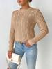 Top para Mujer Transfronterizo Europeo y Americano para Mujer Otoño e Invierno Cuello Redondo Suéter Sencillo Camiseta Básica Suéter de Punto a Máquina con Perlas