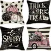Amazon Transfronterizo Temu Popular Lino al por Mayor Funda de Almohada de Halloween Funda de Almohada Cuadrada de Felpa Funda de Almohada Cómoda