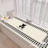 Alfombra de terciopelo de cristal para habitación infantil con diseño de celosía en blanco y negro, manta para mesita de noche, resistente a la suciedad, antideslizante, para sofá, mesa de centro y suelo