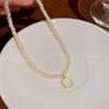 Colar de pérolas estilo francês vintage Ins Style All-match Niche Gentle Square Pingente Clavícula Cadeia Acessórios Explosivos
