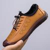 Sapatos Masculinos Primavera Novo Vazado Respirável Couro Sapatos Masculinos Baixos Slip-on Casuais Versátil Solado Macio Sapatos de Couro para Homens