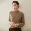 Suéter 100% Cachemir Puro para Mujer, Jersey de Cuello Alto Medio, Engrosado, Corte Holgado, Tejido Elegante, Capa Base Cálida