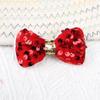 Nuevo moño rojo flocado con lentejuelas accesorios DIY pajarita semiterminada material decorativo accesorios para ropa festiva