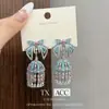 Campanilla de Viento con Lazo de Princesa Artesanía Pesada Zirconia Microincrustada Tridimensional Estilo Palacio Dulce Pendientes de Moda de Lujo Ligero