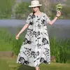 Vestido ligero de algodón y seda talla grande 100 kg vestido de verano para madres, vestido largo casual de corte holgado para mujer hecho de rayón