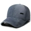 Chapéu de beisebol de couro liso de cor sólida transfronteiriço, chapéu de aba curva para homens de meia-idade e idosos ao ar livre, espesso com veludo, à prova de vento, quente
