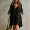 Conjunto de Vestido de Chiffon com Decote V de 2 Peças para Mulheres, Novo Verão Europeu e Americano, para Férias na Praia, Vestido de Praia Soltinho para Cobrir