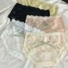 Ropa Interior de Encaje Estilo Lujuria Pura Francesa de Verano Ultrafina para Mujer Satén Transpirable, Cómoda y Sexy de Cintura Media Malla Nuevo Estilo 2025