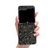 Adequado para Capa de Celular Samsung Z Flip7 Céu Estrelado Preto Conectado com Glitter Capa Protetora Zflip6 Capa Dura Fosca