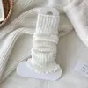 Cubiertas de Calcetines Apilables para Otoño e Invierno para Mujer, Calentadores de Piernas de Lana Cálidos, Calcetines de Algodón Tejidos, Calcetines Gruesos de Punto Rayados y de Color Sólido, Calcetines Universitarios