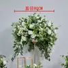 Bolas de Flores Artificiais Rosa Branca Transfronteiriças para Decorações de Mesa de Casamento, Arranjos Florais de Plantas Verdes Estilo Floresta, Adereços para Eventos de Festa