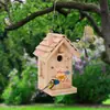 Jaula de Madera Colgante para Loro Pájaro del Fabricante, Colgante Decoración de Jardín, Casa de Pájaro DIY, Comedero para Pájaros Pintado a Mano