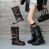 Botas de Mujer de Moda 2026, Estilo Nuevo, de Media Pantorrilla y Alta, con Tacón Medio, Hebilla de Cinturón, Punta Cuadrada y Ajuste Cómodo