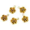 Acero Inoxidable Chapado al Vacío en Oro de 18K Cuentas Perforadas de Rosa 3D Accesorios para Collar Pendientes Pulsera DIY Joyería al por Mayor