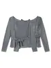 Blusa Camiseta de Manga Larga con Rayas Patchwork Bloques de Color sin Hombros Nanxia para Mujer, Nuevo Top Casual de Verano sin Hombros