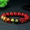 Pulseira Cinábrio Deus da Riqueza das Cinco Estradas Cristal Natural Areia Pixiu Pulseira Deus da Riqueza das Cinco Estradas para Homens e Mulheres Presente de Ano do Zodíaco