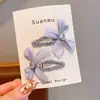 Novo Estilo de Primavera Clip de Cabelo com Laço de Rede, Presilha Lateral para Franja, Clip Bb Elegante de Luxo Leve com Strass