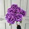 Buquê de 9 Cabeças de Rosas de Diamante para Arranjos de Casamento, Flores Artificiais de Rosa com Múltiplas Cabeças