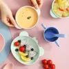 Tazón para comida de bebé Tazón para bebé anti-caída anti-escaldaduras Tazón para comedor de jardín de infancia Vajilla para restaurante infantil Tazón para el hogar Juego de cuchara