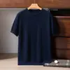 Suéter de cachemira 100% pura de lujo para hombre, de cuello redondo, manga corta, suave y acogedor, camiseta básica de punto moderna y sencilla