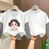 Camiseta de Manga Larga a Rayas Patchwork para Niñas 2026 Nueva Moda Primavera y Otoño Camiseta Básica de Algodón Puro para Niños